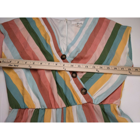 June And Hudson Womens Junior Jumpsuit Size S Pastel Striped Short Sleeve V Neck - Picture 6 of 7